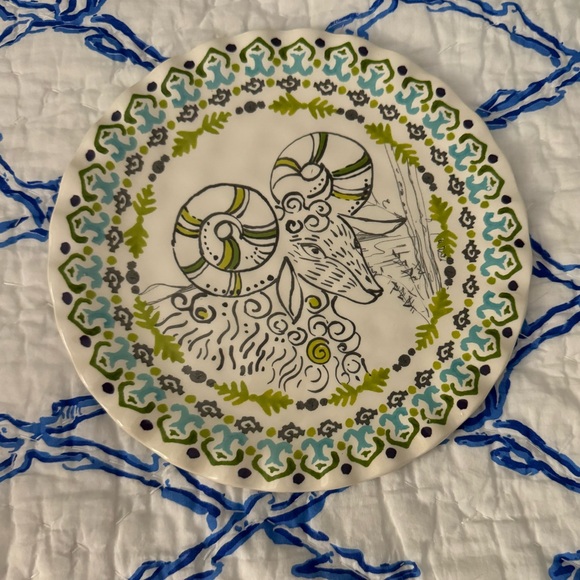 Anthropologie Tula earthenware ram plate, 7 inches, like new - Picture 1 of 2